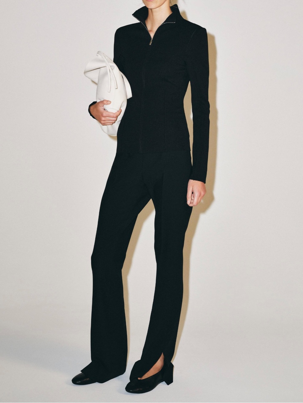 NWT Zara side slit flared pants bootcut high rise slim fit black business casual